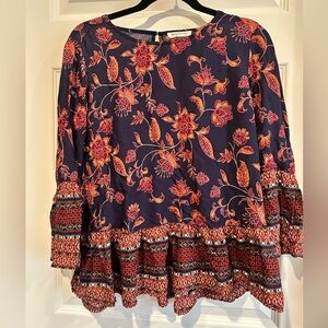 BeachLunchLounge Women’s Boho Floral Blouse - EUC